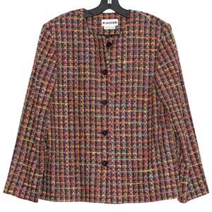 NWT Vintage Joan Leslie Blazer Tweed Preppy Rainbow 90s Y2K Academia Colorful 10
